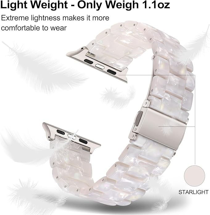 Dhwazz Band for Apple Watch Series 11 10 42mm 46mm, Women Resin Bands Stainless Steel Buckle Strap for iWatch Ultra SE 3 2 1 Series 9 8 7 6 5 4 41mm 40mm 38mm 49mm 45mm 44mm 42mm - Image 3