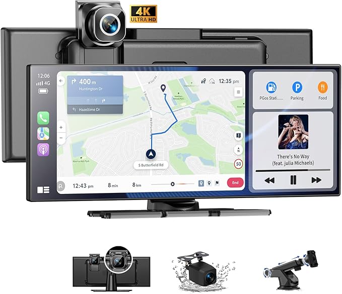 Carplay Screen for Car 11.5" Largest HD Screen for Carplay & Android Auto Car Stereo with 4K Dash Cam 1080P Backup Camera, GPS Navigation/Bluetooth/Mirror Link/Voice Control/AUX/FM/Siri by JoycePure