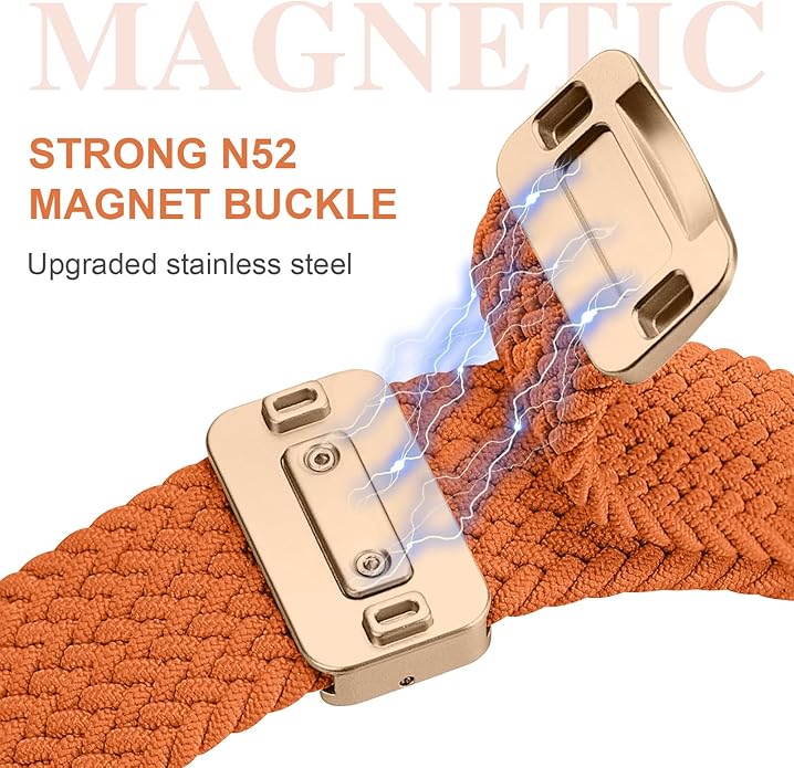 Braided Stretchy Band Compatible with Apple Watch Bands 38mm 40mm 41mm 42mm 44mm 45mm 46mm 49mm Women Men, Soft Nylon Solo Loop Magnetic Sport Strap for iWatch Series 11 10 9 8 7 6 5 4 3 2 1 SE Ultra - Image 4
