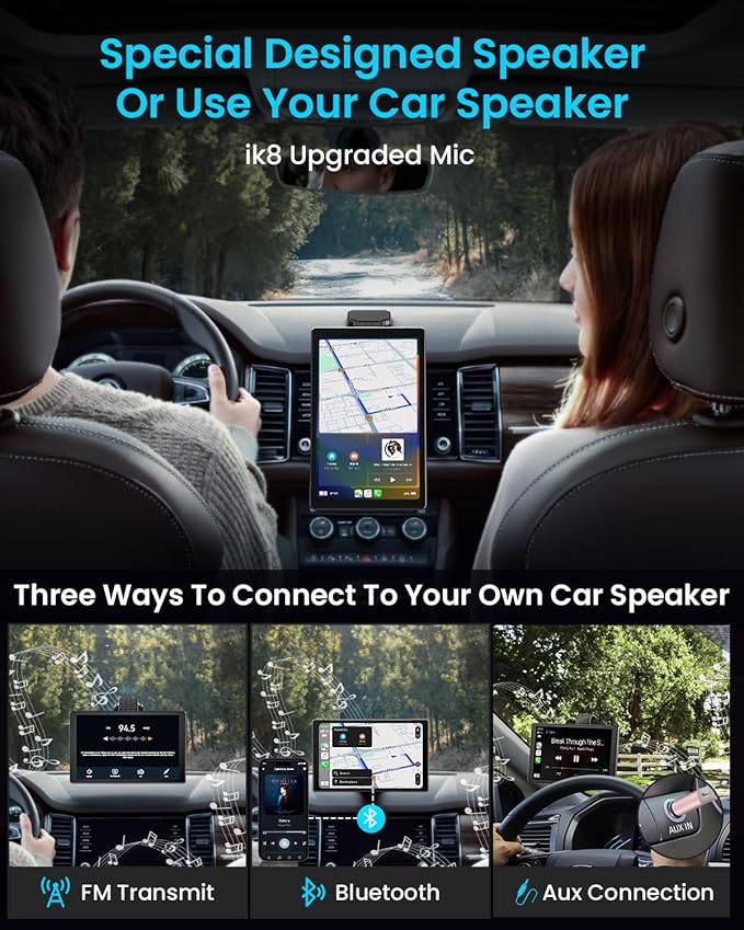 8” Wireless Apple CarPlay Screen for Car with Android Auto & 1080P Backup Camera, Rotatable Touchscreen Car Stereo, Vertical & Horizontal Mode, Bluetooth, GPS Navigation, Mirror Link - Image 4
