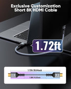 Highwings Extra Short 8K HDMI Cable 1.72ft Total Length, 1.36ft Cable Length, Ultra High Speed HDMI Braided Cord-4K@120Hz, 8K@60Hz,eARC, Compatible for PS5,Monitor,PC and More - Image 3