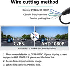 Backup Camera for Cars,Universal AHD 1080P Fisheye CCD Waterproof Wide View Angle Rear/Front View Back up Camera for HD Night Vision for Car Parking Assist Camera Reversing Parking Three Control Line - Image 3