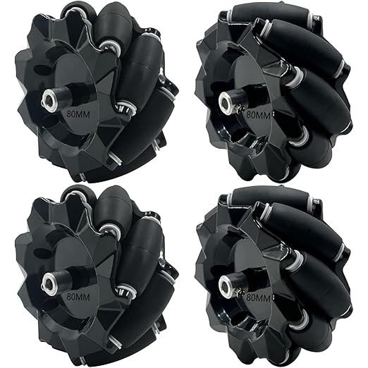 Premium Mecanum Wheel 80mm Omni Wheel with 4Pcs 5mm Metal Coupling Motor Connector Tire for AGV Smart Robot Car Chassis, Omni-Directional Wheel Smart Robot Car Accessories DIY Mecanum Robot Kit by SmaringWing