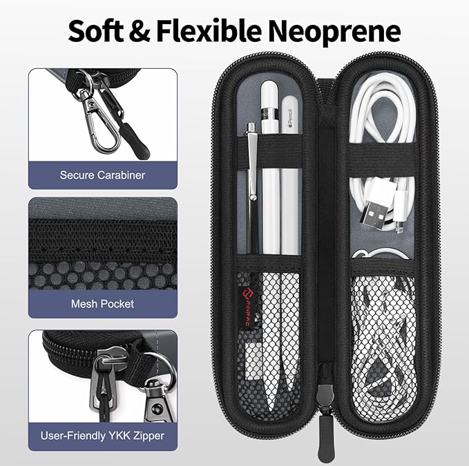 Fintie Pen Holder Case for Apple Pencil Pro, Apple Pencil (USB-C / 1st / 2nd Generation), Soft Neoprene Zipper Carrying Bag Sleeve Pouch for Samsung Stylus, Surface Pen - Image 2