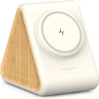 Housbay 2-in-1 White Noise Sound Machine & Magnetic Wireless Charger, Stereo Sleep Sounds, Clutter-Free Bedside Charging Station for iPhone - White Oak by HOUSBAY
