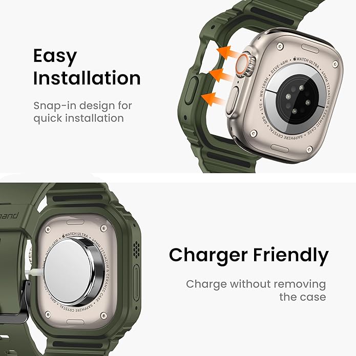 amBand E1 Sport Case Band for Apple Watch Ultra 3/2/1 & SE 3/2/1 & Series 11 10 9 8 7 6 5 4 3 49mm 46mm 45mm 44mm 42mm 41mm 40mm 38mm, Shockproof & Scratch Resistant Rugged Bumper for Men Women - Image 5