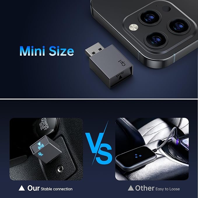 Wireless CarPlay Adapter for iPhone 2026 Upgrade - Plug & Play Convert Wired to Wireless Compatible with Cars 2016+, iOS 10+ (USB A/USB-C) - Image 2