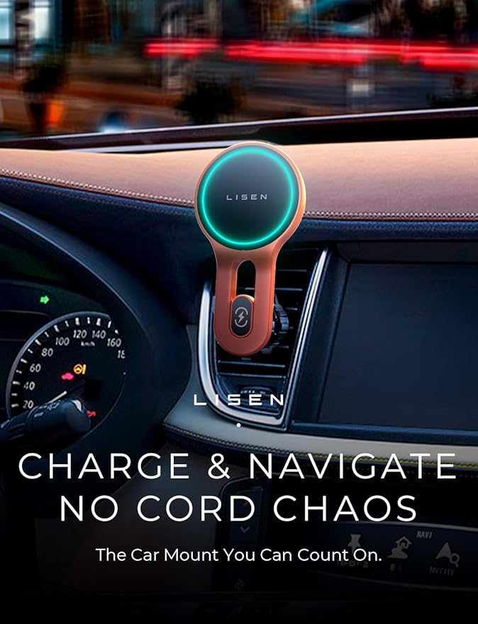 LISEN for 15W MagSafe Car Mount Charger, [Safer & Faster] Vent Magnetic Wireless Car Charger, Car Vent Phone Mount Charger Fits iPhone 16 Pro Max Plus 15 14 13 12, Samsung with MagSafe Case, Red - Image 4