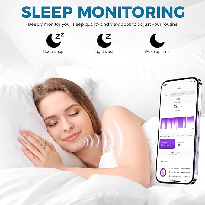 Smart Ring for Women Men Fitness Tracker with Blood Pressure,Heart Rate,Sleep Monitoring,Step Counting,for iPhone and Android,Waterproof smart blood pressure monitor,No Subscription Fees (silver 11) - Image 6