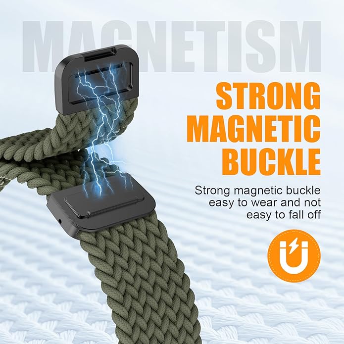 Magnetic Braided Stretchy Loop - Compatible with Apple Watch Band 42mm 46mm 40mm 41mm 44mm 45mm 38mm Ultra 3/2 49mm Women Men,Elastic Woven Fabric Nylon Strap for iWatch 11 10 9 8 7 6 5 4 3 SE Ultra - Image 2