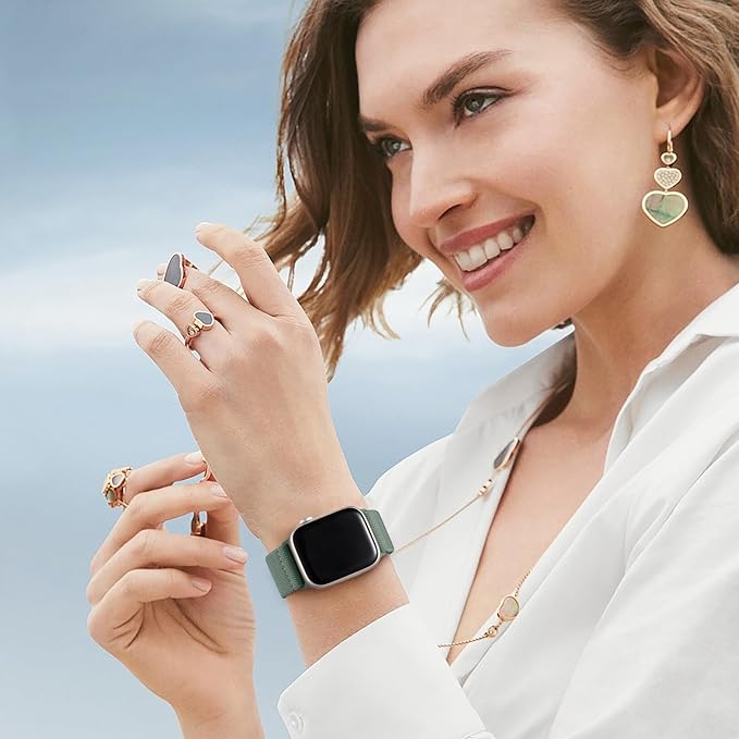 Maledan Braided Band Compatible with Apple Watch Band 40mm 44mm 45mm 41mm 38mm 49mm 42mm Women Men, Nylon Elastic Stretch Straps for iWatch SE & SE 2 Series 11 10 9 8 7 6 5 4 3 2 1/Ultra 3,Pine Green - Image 6