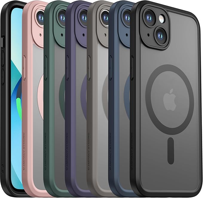 ImpactStrong Magnetic Guard Designed for iPhone 13 Case [Camera Protection] [Military Grade Drop Tested] [Compatible with MagSafe] Slim Translucent Matte Phone Case (6.1") - Gray - Image 7