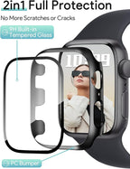 JR.DM 38mm 2 Pack Hard PC Case with HD Tempered Glass Screen Protector for Apple Watch Series 3/2/1, Guard Bumper Full Coverage Protective Anti-Scratch Face Cover for iWatch, Black+Jet Black - Image 3