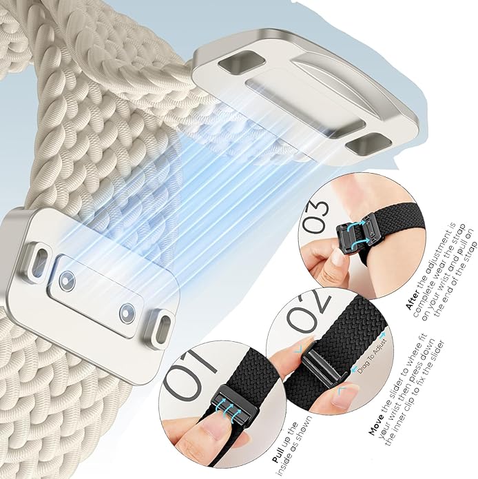 3 Pack Braided Sport Loop Band Compatible with Apple Watch Bands Ultra 3&2 1 49mm 46mm 45mm 44mm 42mm 41mm 40mm 38mm Men Women; Stretchy Nylon Solo Loop Strap for iWatch Series 11 10 9 8 7 6 SE 5 4 3 - Image 3