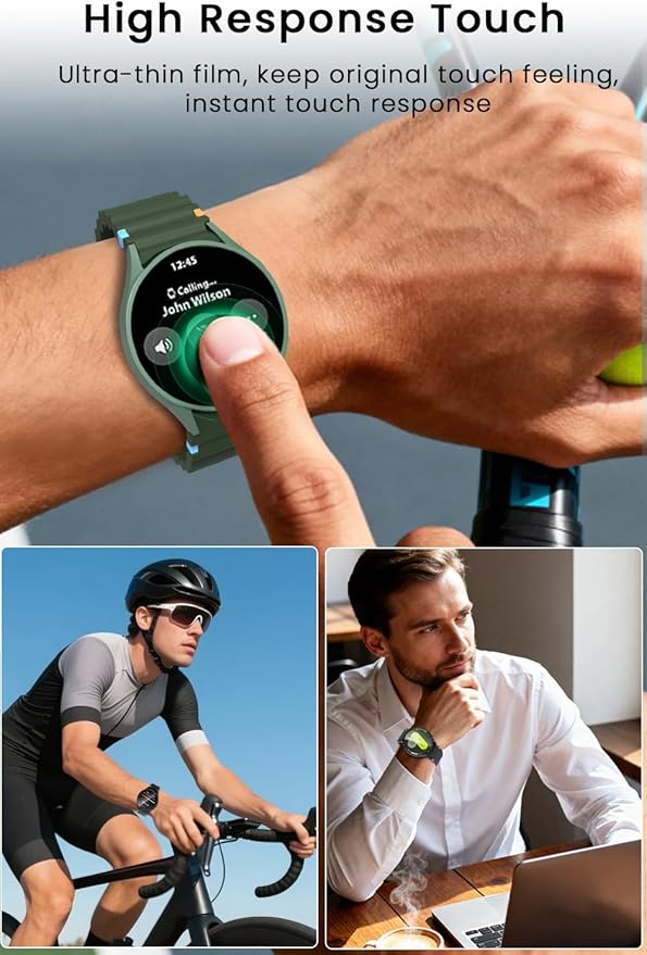 6+6 Pack Accessories Compatible with Samsung Galaxy Watch 7 Screen Protector Case 40mm + HD Ultra-thin Tempered Protective Film, Hard PC Bumper Waterproof Face Cover Set for Galaxy Watch 7 40mm Case Women/Men - Image 8