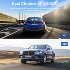 3 Channel Wi-Fi Dash Cam, 4K + 1080P Front and Inside, Front and Rear Inside 1440P Three Way Dash Camera for Cars, IR Night Vision, TF SD Card Included, App Connection - Image 5