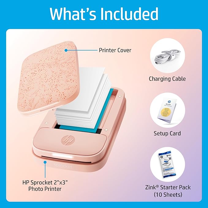 HP Sprocket Portable 2x3 Inch Instant Photo Printer (Blush Pink) Print Pictures on Zink Sticky-Backed Paper From Your iOS & Android Device - Image 4