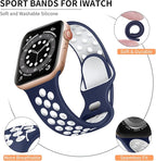 Lerobo Compatible with Apple Watch Band Series 9 8 7 41mm Band SE 40mm 38mm 11 42mm Women Men, Soft Silicone Replacement Sport Band for iWatch SE 3 2 Series 10 6 5 4 3 2 1, Midnightblue/White - Image 2