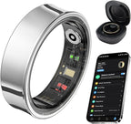 Smart Ring for Women Men, Fitness Tracker Ring with Body Temperature, Blood Oxygen, Sleep Monitor, Heart Rate, Calories, No Subscription Fee, IP68 Waterproof for iPhone & Android (Silver, #9) by AMOVAN
