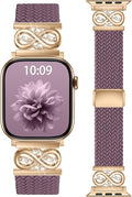 Dirrelo Braided Magnetic Stretchy Nylon Band Compatible for Apple Watch Bands Women 40/41/38/42/44/45/46/49mm, Designer Dressy Infinity Elastic Strap for iWatch Series 11 10 9 8 7 6 5 4 SE/Ultra 3 2 1 by Dirrelo