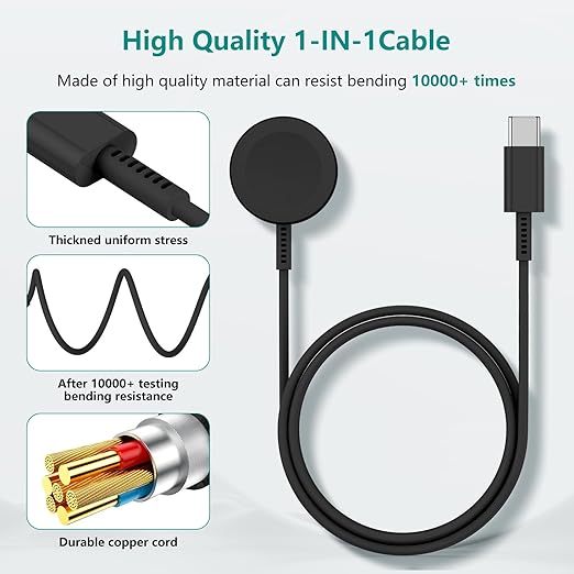 Upgraded Apple Watch Charger, Magnetic Fast Charger, USB C Charger Block Plug Adapter with 6FT iWatch Portable Wireless Fast Charging Cable Cord for iWatch Series Ultra/9/8/7/6/SE/SE2/5/4/3 Black - Image 5