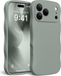 Magnetic for iPhone 17 Pro Case, [Full Camera Protection][Compatible with MagSafe] Cute Wave Frame Silicone Shockproof Protective Phone Case for iPhone 17 Pro 6.3", Calke Green by SUYDANBOX