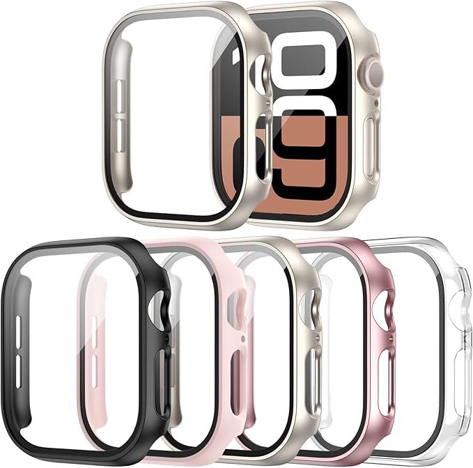 5 Pack for Apple Watch Series 11 Series 10 46mm Screen Protector Case, PC Hard Cover with Tempered Glass Film Ultra-Thin Slim Fit Scratch Resistant Protective Bumper for iWatch S11 S10 46mm by Haojavo