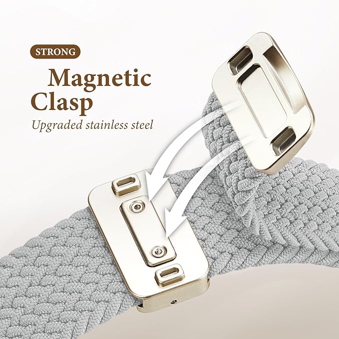 Braided Stretchy Bands with Magnetic Clasp Compatible for Apple Watch Band 38mm 40mm 41mm 42mm 44mm 45mm 46mm 49mm Women Men, Nylon Sport Solo Loop for iWatch Series 11 10 9 8 7 6 5 4 3 Ultra 3 2 1 SE - Image 3