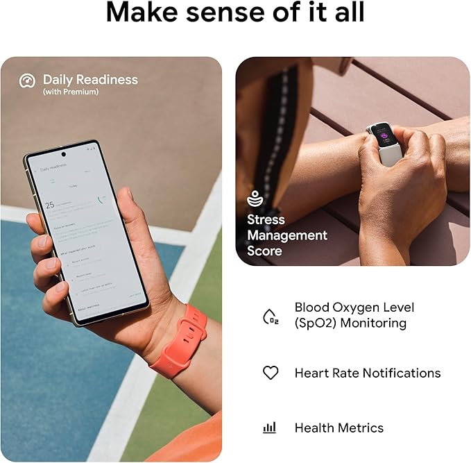 Fitbit Charge 6 Fitness Tracker with Heart Rate, GPS, and Health Tools - Gold Case w/Coral Band, - Image 3