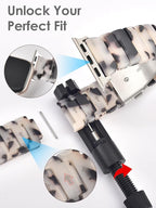 V.R.HOPE Apple Watch Band for Series 11/10/9/8/7/Ultra3 46mm 45mm 44mm 42mm 49mm Fashion Lightweight Resin Dressy Strap for Women Bracelet Compatible with iWatch 6/5/4/3/2/1/SE (Black Floral-Starlight) - Image 7