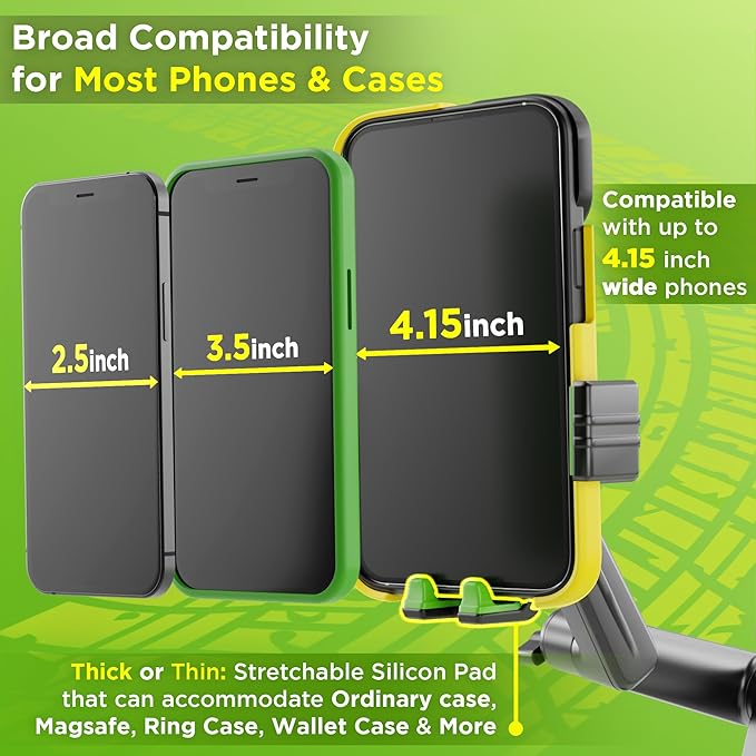 Cell Phone Mount for Truck Phone Holder for Truck Drivers - Heavy Duty Suction Cup, iPhone Holder for Dashboard Window 16.9 inch Long, for iPhone & Samsung, Semi Trucker, Green - Image 4