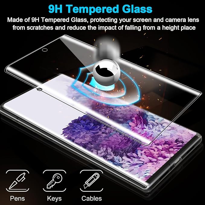 3 Pack Glass Screen Protector for Samsung Galaxy S20 Plus [6.7 inch] + 3 Pack Camera Lens Protector, 9H Tempered Glass, Fingerprint Unlock, HD Clear Case Friendly Anti-Scratch - Image 4