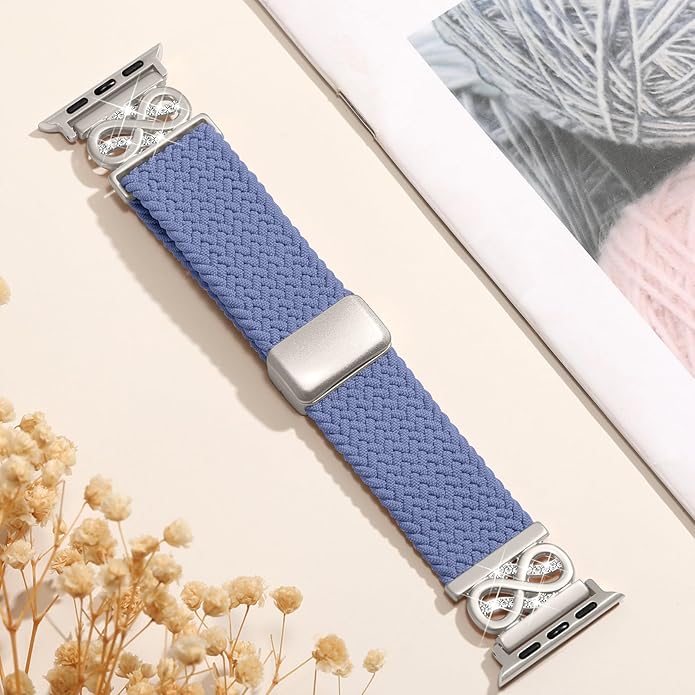 Dirrelo Braided Magnetic Stretchy Nylon Band Compatible for Apple Watch Bands Women 40/41/38/42/44/45/46/49mm, Designer Dressy Infinity Elastic Strap for iWatch Series 11 10 9 8 7 6 5 4 SE/Ultra 3 2 1 - Image 6