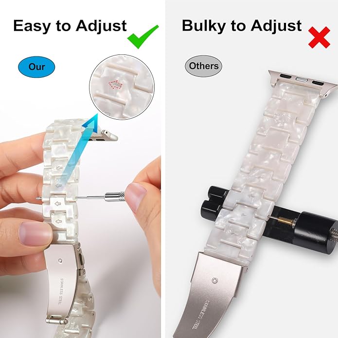 Dhwazz Band for Apple Watch Series 11 10 42mm 46mm, Women Resin Bands Stainless Steel Buckle Strap for iWatch Ultra SE 3 2 1 Series 9 8 7 6 5 4 41mm 40mm 38mm 49mm 45mm 44mm 42mm - Image 5