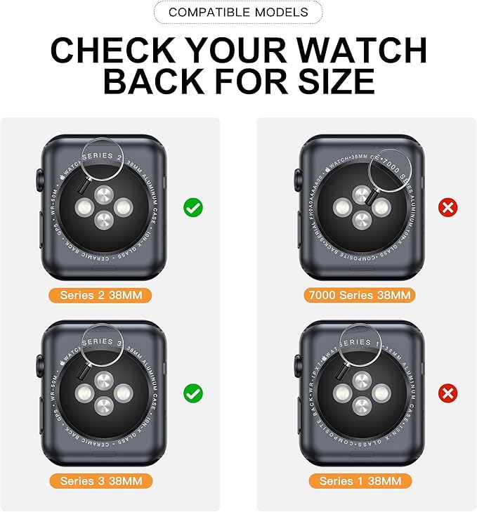 Misxi 2 Pack PC Case with Tempered Glass Screen Protector Compatible with Apple Watch Series 3 Series 2 38mm, HD Overall Shockproof Protective Cover for iWatch, 1 Black + 1 Transparent - Image 3
