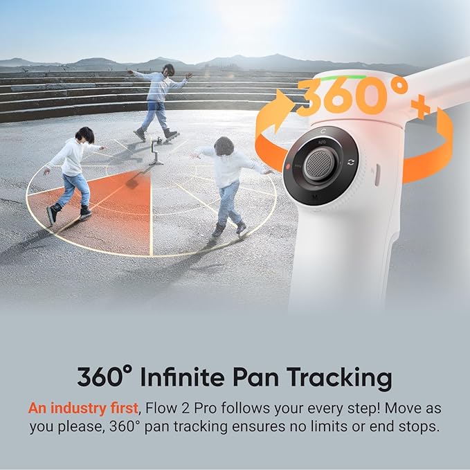 Insta360 Flow 2 Pro Creator Bundle White - Foldable AI Phone Gimbal, Apple DockKit, 360º Pan Tracking, Free Tilt Mode, Built-In Tripod/Selfie Stick, Portable Vlog/Travel Stabilizer, Spotlight, MagSafe - Image 4