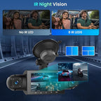 4 Channel Dash Cam Front and Rear Inside, 3 inch 1080P Dashcam with 64GB Card, 360° Dashcam for Car with Parking Monitor, Night Vision, G-Sensor, Loop Recording, Wide Angle - Image 5