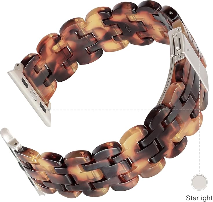Lightweight Resin Band For Apple Watch Series 11 10 9 8 7 6 5 4 3 2 1 SE 3 2 Ultra 3 2, Fashion Adjustable Replacement Strap for iWatch Bands 38mm 40mm 41mm 42mm 44mm 45mm 46mm 49mm for Women Men - Image 2