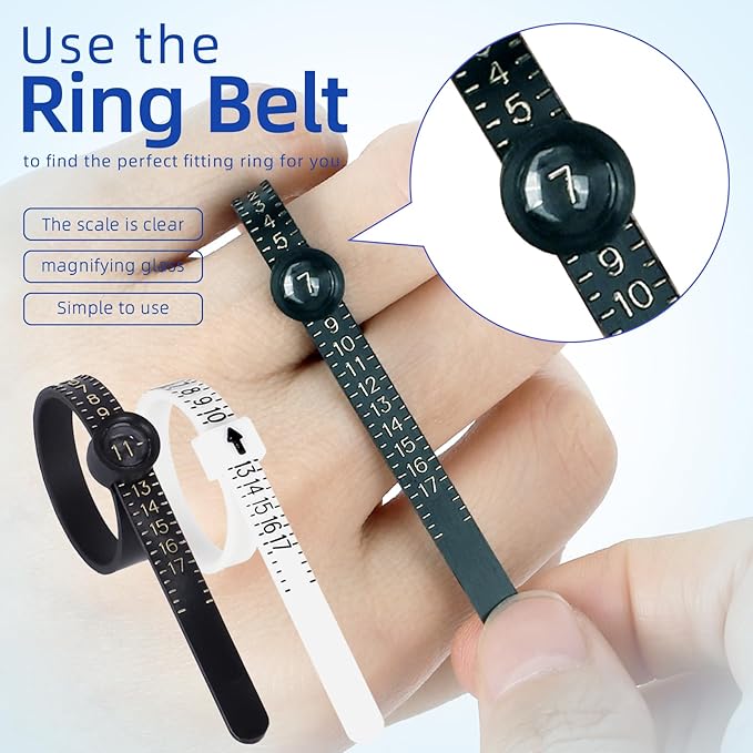 Ring Sizer Measuring Tool Kit Ring Sizing Kit Metal Ring Measurer and Ring Sizers US Ring Size Gauge 0-13 with Half Size for Womens Mens Finger Sizing 2 PCS Reusable Size Tape 1-17 - Image 6