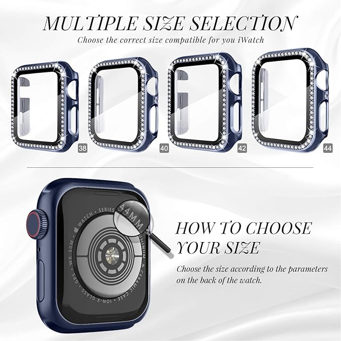 Recoppa Compatible for Apple Watch Case with Screen Protector for Apple Watch 38mm Series 3/2/1, Bling Crystal Diamond Rhinestone Ultra-Thin Bumper Full Cover Protective Case for Women Girls iWatch - Image 2