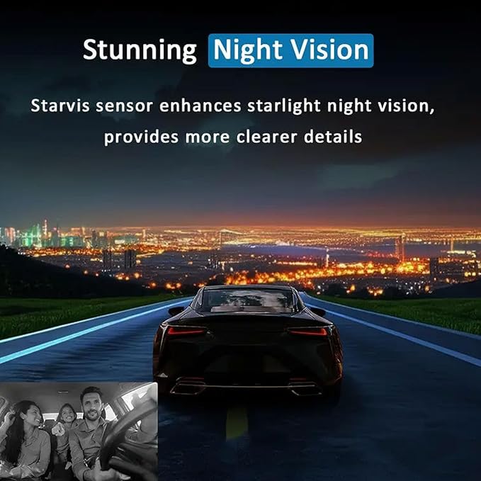 XUMIUZIY 1080P Dash Cam Front Rear Inside Car Camera, Triple Car Camera with 3 Lens 170° Wide Angle 2.7 Inch Display Night 24H Parking Mode Type C Port for Driving Safety - Image 6