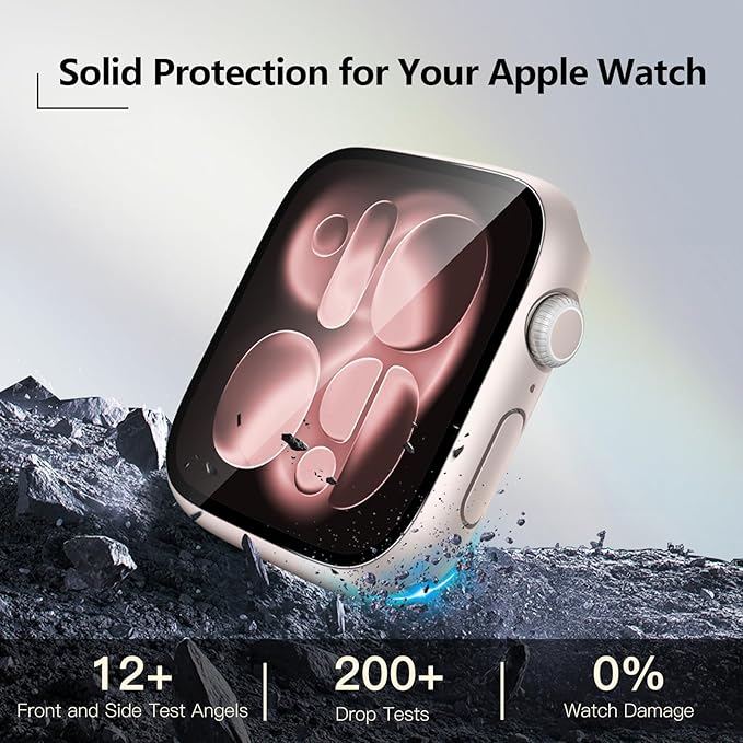 [2-Pack] Julk Starlight Case with Tempered Glass Screen Protector for Apple Watch 11 (2025) 42mm, Full Coverage Hard PC Protective Cover for iWatch Series 11/10 42mm (1 Starlight + 1 Transparent) - Image 2