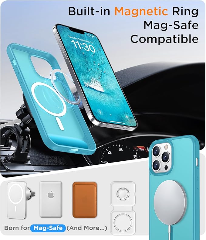 Temdan Magnetic Compatible with iPhone 13 Pro Max Case, [Built-in Invisible Kickstand][Compatible with MagSafe] [Military Grade Shockproof] Slim Translucent Matte Phone Case for iPhone 13 Pro Max 6.7" - Image 5