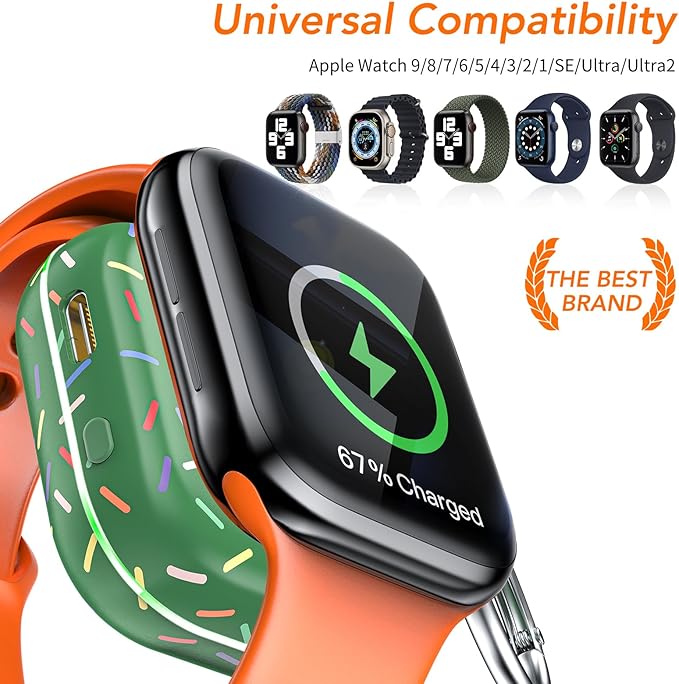 Portable Wireless Charger for Apple Watch Series 10/9/8/UItra/7/6/5/4/3/2/SE/Nike,Compact Travel Purse Essentials Magnetic iWatch Charger 1200mAh Extra Power Bank Keychain Style - Image 3