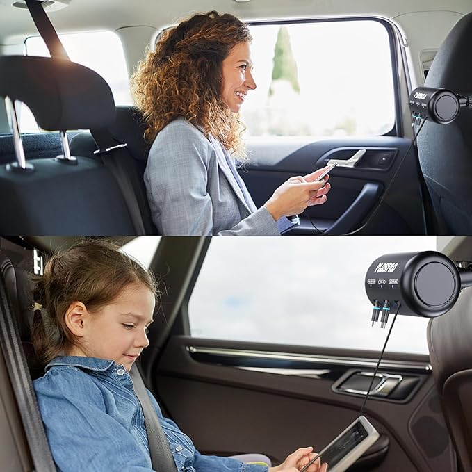 Retractable Car Backseat 3 in 1 Multi Charging Station Box with USB Type C Lightner Retractable Cables for All Phones | iPhone | Samsung | Android | Uber | Share Ride Customer Charging Dock - Image 3