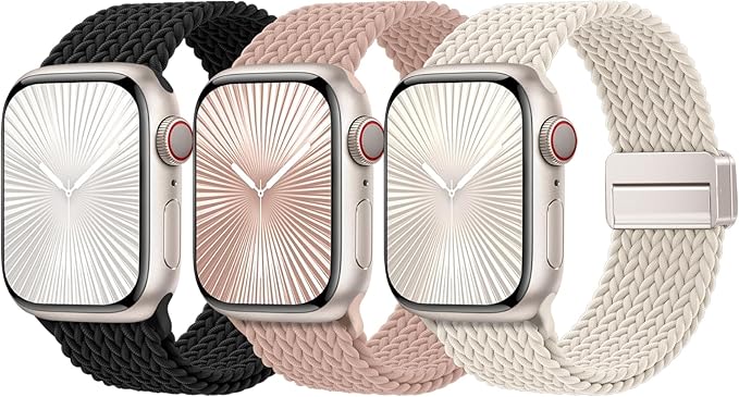 Braided Stretchy Bands Compatible with Apple Watch Bands 40mm 44mm 38mm 41mm 42mm 45mm 46mm 49mm Women Men, Soft Nylon Sport Strap with Magnetic Clasp for iWatch Series 11 10 9 8 SE 7 6 5 4 3 2 Ultra by JKD-CustomMetalBands