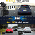 Dash Cam Front and Rear: 4K+2.5K Dual Channel Dash Cam-5GHz WiFi, GPS Dash Camera for Cars with 64GB Card, 2.0" IPS Screen, App Control,G-Sensor,Loop Recording,170°Wide Angle,Night Vision,Parking Mode - Image 2