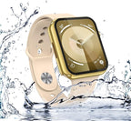 Misxi [2 Pack] Waterproof Hard Case with Tempered Glass Compatible with Apple Watch Series 9 Series 8 Series 7 41mm, Ultra-Thin Cover for iWatch Screen Protector, 1 Gold + 1 Transparent - Image 6