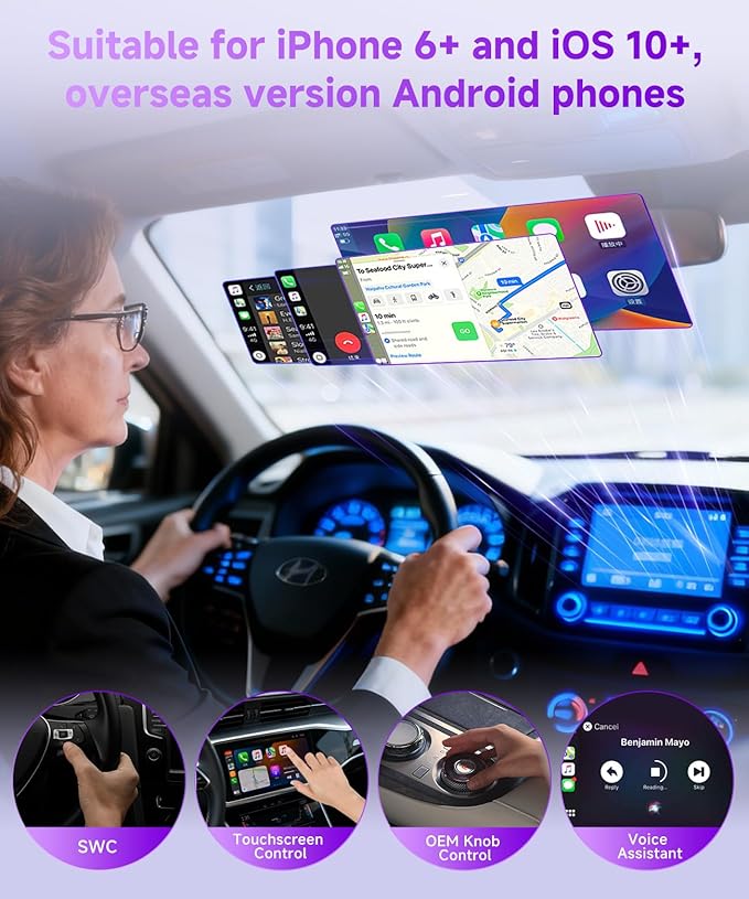 3-in-1 Mini Wireless CarPlay Adapter(2025 Upgraded)-Built-in Wired Carplay Android Auto Airplay,Plug&Play,Fast Auto-Reconnect,BT 5.0,USB/Type-C,iOS10+&Android 11+,5G WiFi(Black) - Image 5