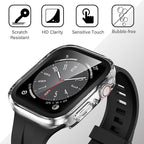 Amizee 2 Pack Case Compatible with Apple Watch Series 9/8/7 45mm Case with Built-in Screen Protector, Ultra-Thin Hard PC Straight Edge Anti-Scratch Protective Cover for iWatch 45mm (Blue/Clear) - Image 6